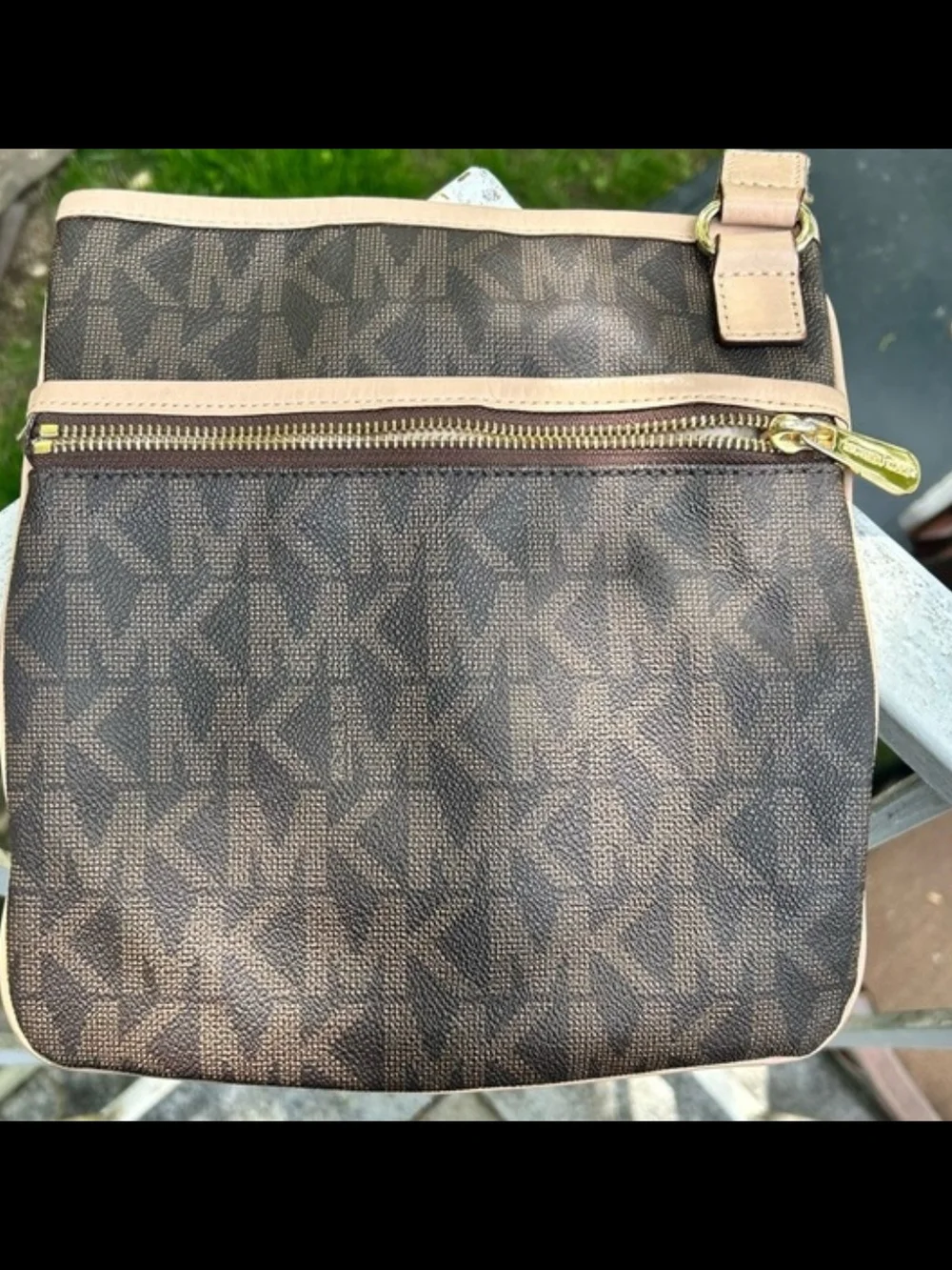 Michael Kors Brown and Beige Signature Crossbody Messenger
